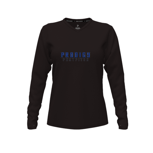 [CUS-DFW-TEES-CMF-VNK-LSL-BLK-FYXS-LOGO2] Decker Comfort T-Shirt (Female Youth XS, Black, V Neck, Logo 2, Long Sleeve)