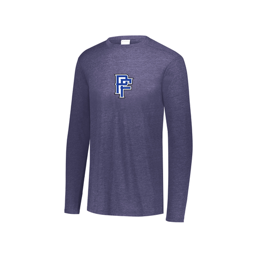 [FTLCUBNV-YS-LOGO3] Decker Youth Tri-Blend T-Shirt - Long Sleeve (Youth S, Navy, Logo 3)