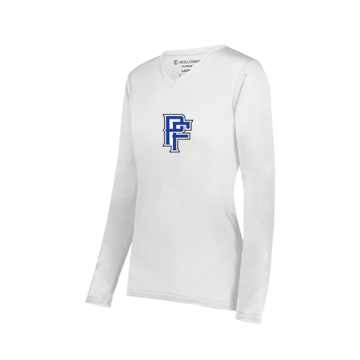 [222824.005.S-LOGO3] Ladies LS Smooth Sport Shirt (Female Adult S, White, Logo 3)